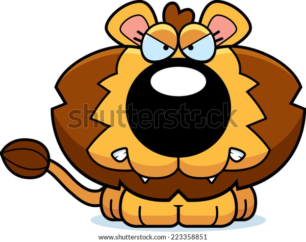 Cartoon Illustration Lion Cub Angry Expression Stock Vector (Royalty ...