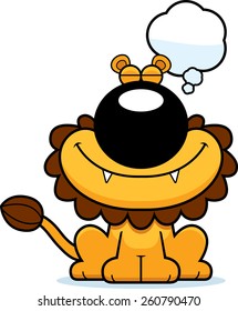 A cartoon illustration of a lion dreaming.