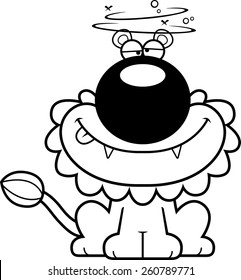 A cartoon illustration of a lion looking drunk.
