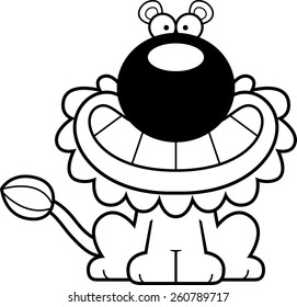 A cartoon illustration of a lion looking happy.