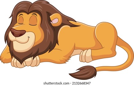  Cartoon illustration of a lion sleeping