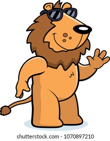 A cartoon illustration of a lion wearing sunglasses.