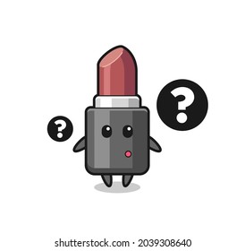 Cartoon Illustration of lipstick with the question mark , cute style design for t shirt, sticker, logo element