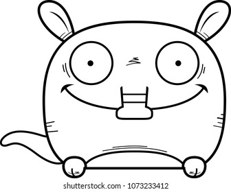 A cartoon illustration of a little aardvark peeking over an object.