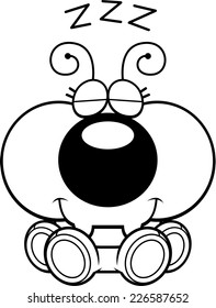 A cartoon illustration of a little ant taking a nap.