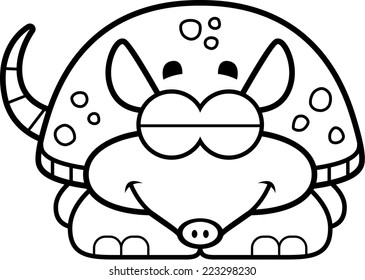 A cartoon illustration of a little armadillo sleeping.