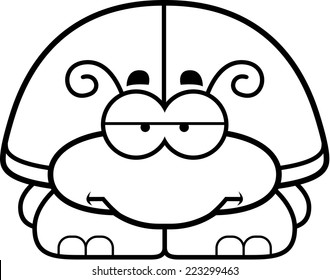 A cartoon illustration of a little beetle looking bored.