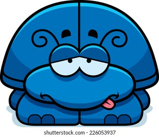 A cartoon illustration of a little beetle looking sick.