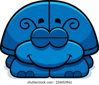 A cartoon illustration of a little beetle sleeping.