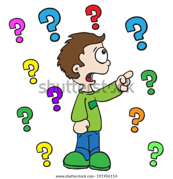 Cartoon Illustration Little Boy Asking Questions 库存矢量图(免版税)191906114 ...