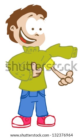 Cartoon Illustration Little Boy Getting Dressed Stock Vector (Royalty