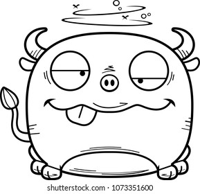 A cartoon illustration of a little bull looking drunk.