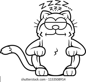 A cartoon illustration of a little cat sleeping.