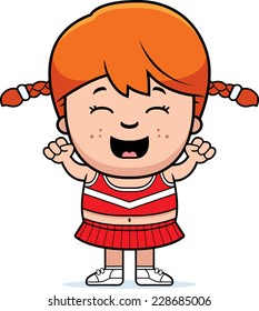 A cartoon illustration of a little cheerleader cheering.
