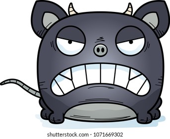 A cartoon illustration of a little chupacabra with an angry expression.