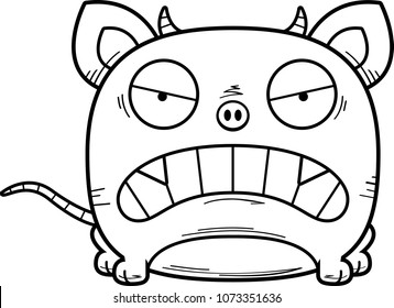 A cartoon illustration of a little chupacabra with an angry expression.