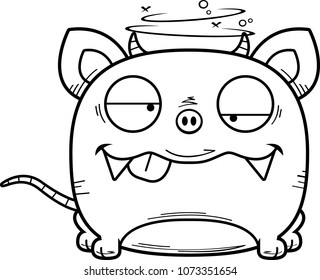 A cartoon illustration of a little chupacabra with a goofy expression.