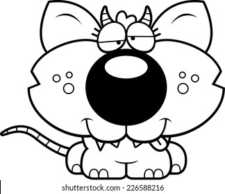 A cartoon illustration of a little chupacabra with a goofy expression.
