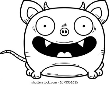 A cartoon illustration of a little chupacabra happy and smiling.