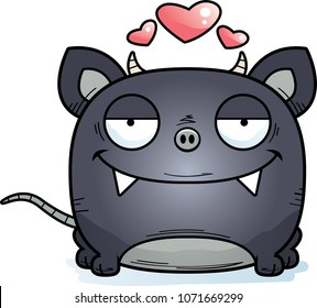 A cartoon illustration of a little chupacabra with an in love expression.