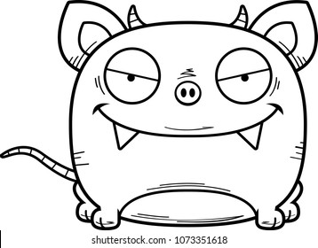 A cartoon illustration of a little chupacabra with a sly expression.