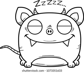 A cartoon illustration of a little chupacabra taking a nap.