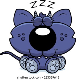 A cartoon illustration of a little chupacabra taking a nap.