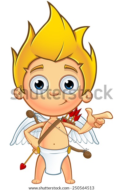 Cartoon Illustration Little Cupid Character Blonde Stock Vector