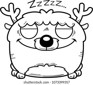A cartoon illustration of a little deer taking a nap.