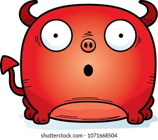A cartoon illustration of a little devil looking surprised.