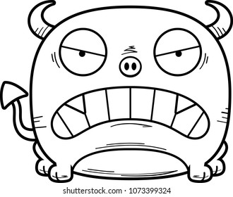 A cartoon illustration of a little devil looking mad.