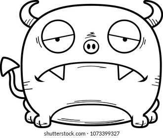 A cartoon illustration of a little devil looking sad.