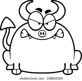 A cartoon illustration of a little devil looking mad.