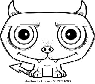 A cartoon illustration of a little devil smiling.