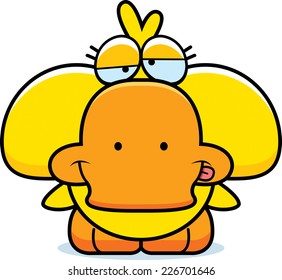 A cartoon illustration of a little duckling with a goofy expression.