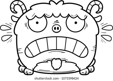 A cartoon illustration of a little goat looking terrified.
