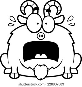 A cartoon illustration of a little goat looking terrified.