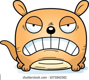 A cartoon illustration of a little kangaroo looking mad.