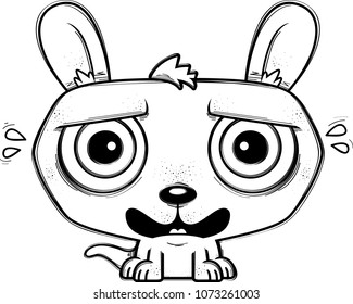 A cartoon illustration of a little kangaroo looking terrified.