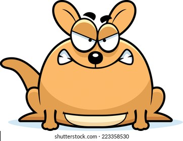 A cartoon illustration of a little kangaroo looking mad.