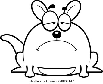 A cartoon illustration of a little kangaroo looking sad.
