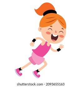 Cartoon Illustration OF A Little Kid Running