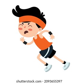 Cartoon Illustration OF A Little Kid Running