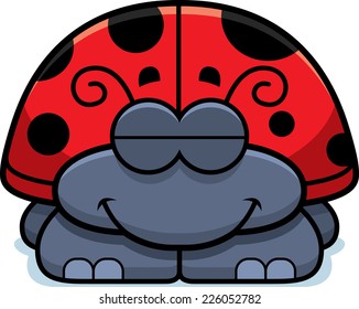 A cartoon illustration of a little ladybug sleeping.