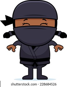 A cartoon illustration of a little ninja standing.
