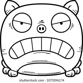 A cartoon illustration of a little pig looking mad.