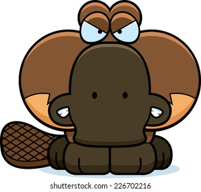 A cartoon illustration of a little platypus with an angry expression.