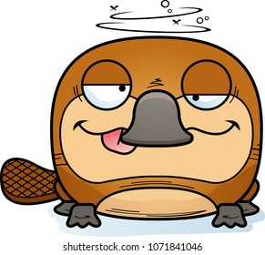 A cartoon illustration of a little platypus with a goofy expression.