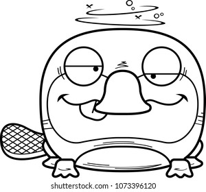 A cartoon illustration of a little platypus with a goofy expression.