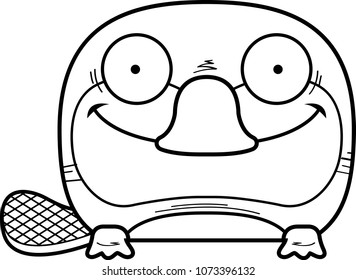 A cartoon illustration of a little platypus peeking over an object.